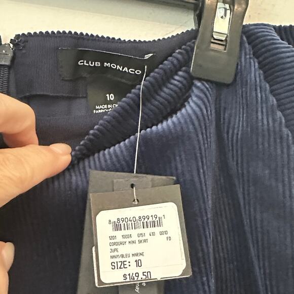 Club Monaco Navy Corduroy Mini Skirt Womens 10 NWT - Picture 3 of 4